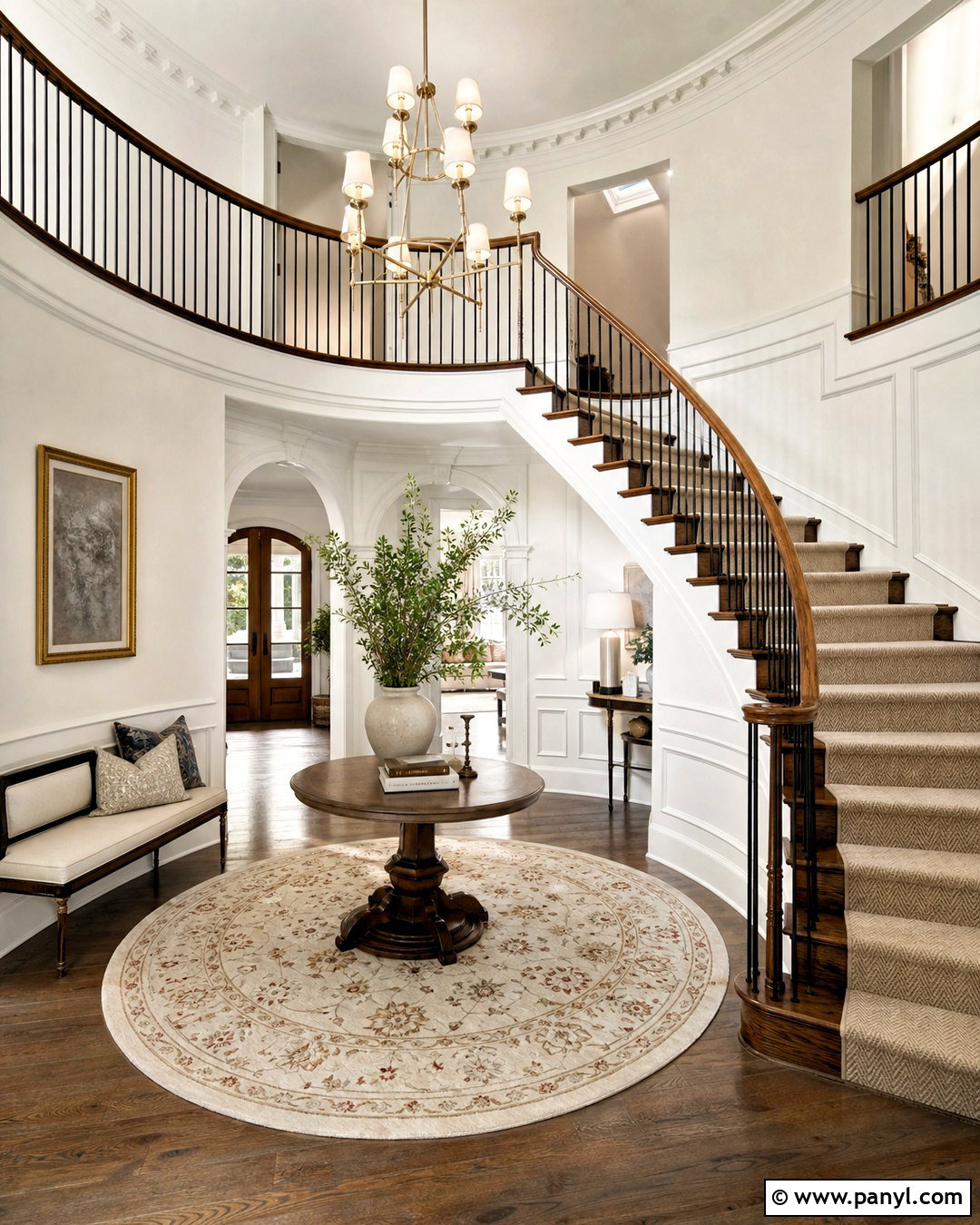 Entryway With Curved Staircase - 20 tall entryway ideas high ceilings