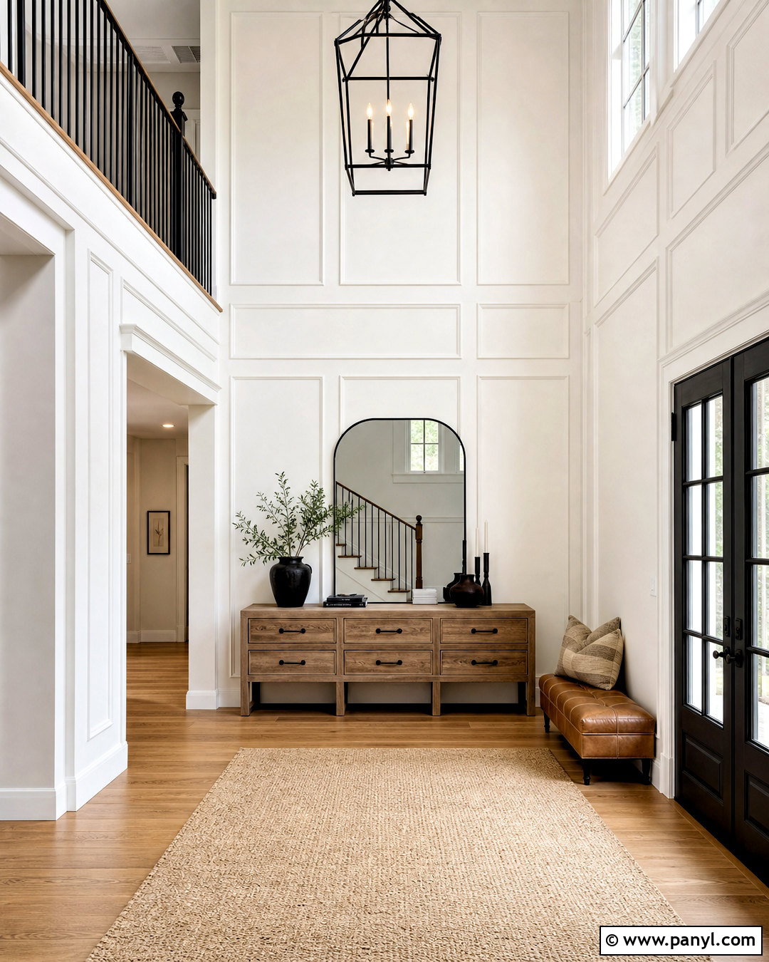 Entryway With Floor-To-Ceiling Wall Paneling - 20 tall entryway ideas high ceilings