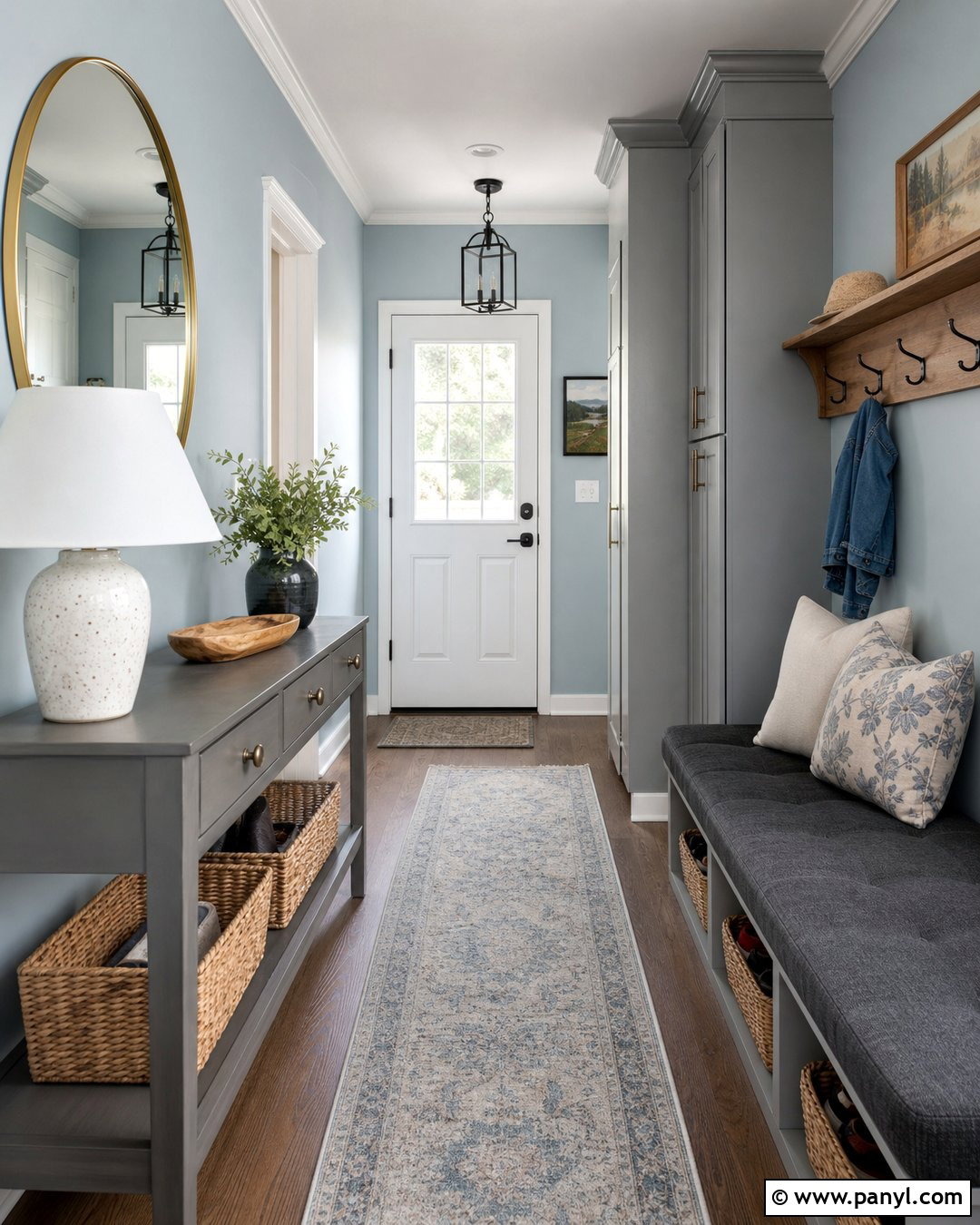 Entryway With Light Blue Walls And Grey Furniture - 20 Light Blue Walls With Grey Furniture Ideas