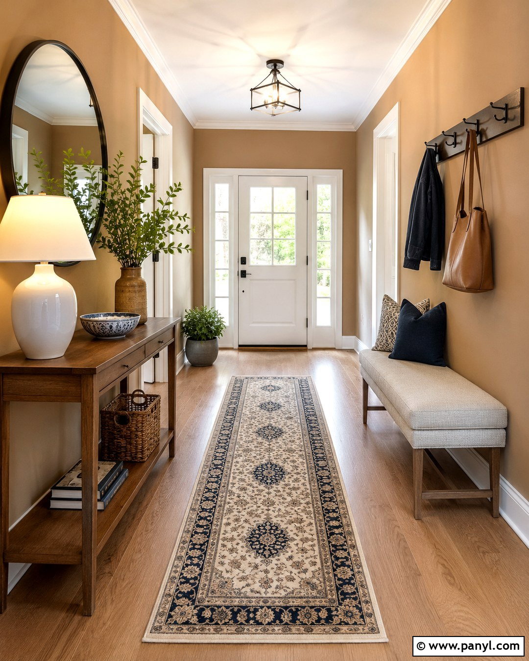 Entryway With Light Brown Walls And White Trim - 20 Light Brown Walls With White Trim Ideas