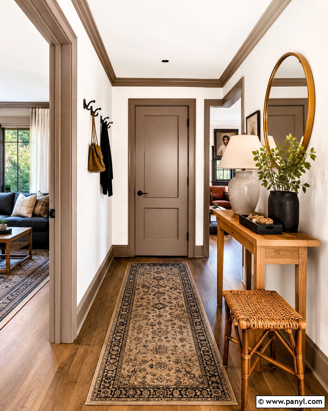 Entryway With Taupe Trim - 35 Taupe Trim White Walls