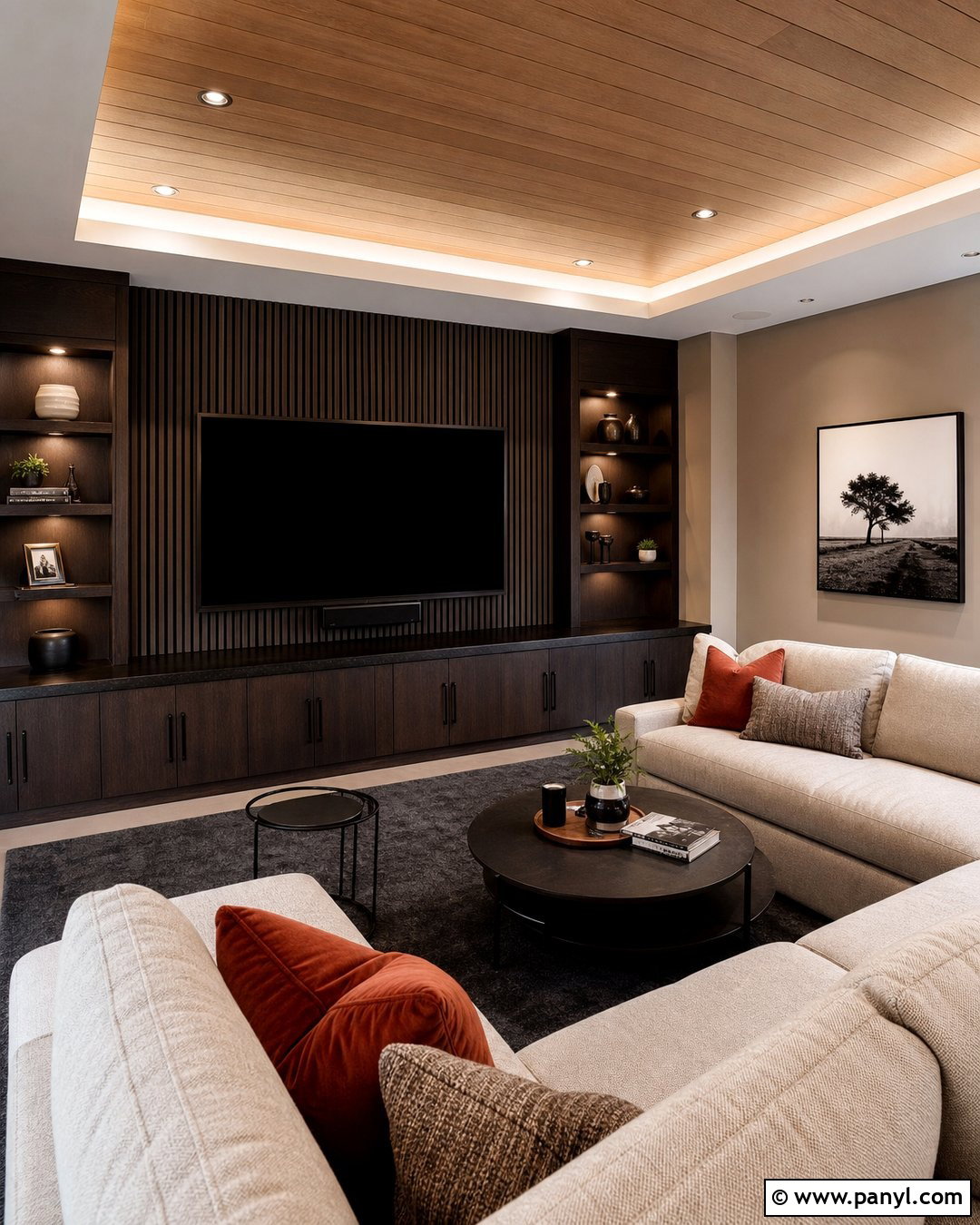 Espresso Alder Wood Media Room - 20 Alder Wood Color Ideas