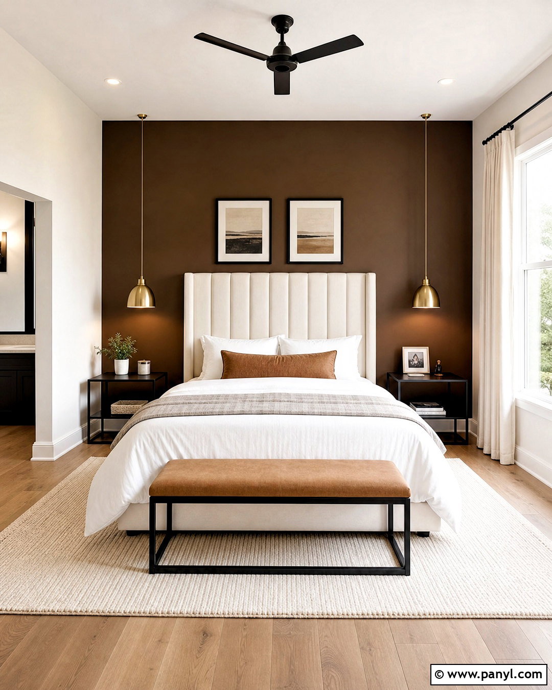 Espresso Brown Accent Wall - 20 brown accent wall bedroom ideas