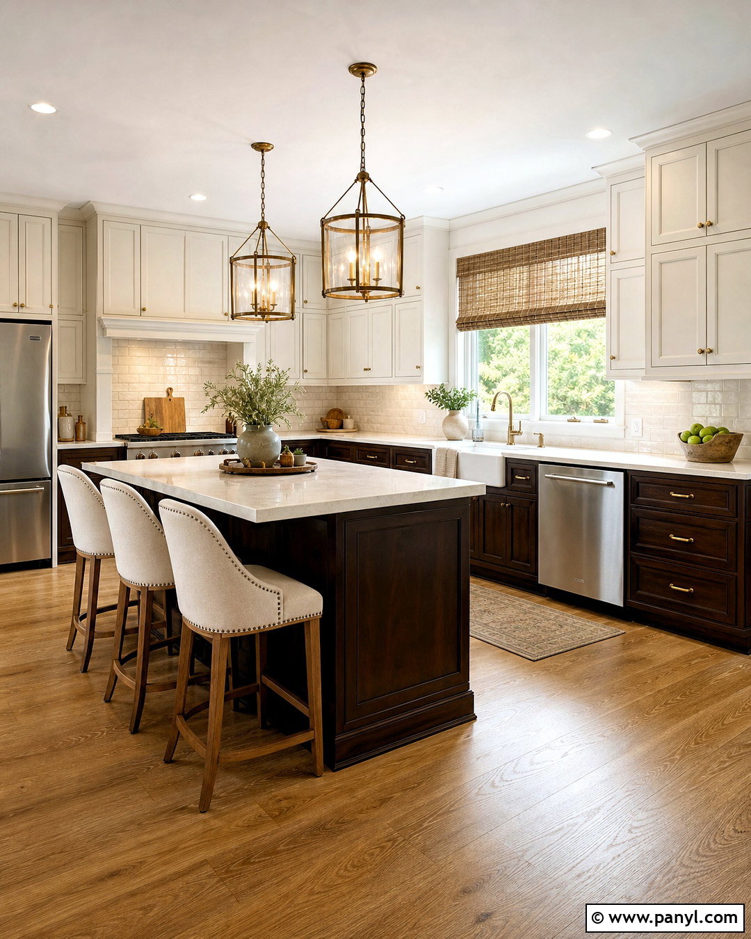 Espresso Brown And Linen White Farmhouse Kitchen - 20 farmhouse kitchen color scheme ideas