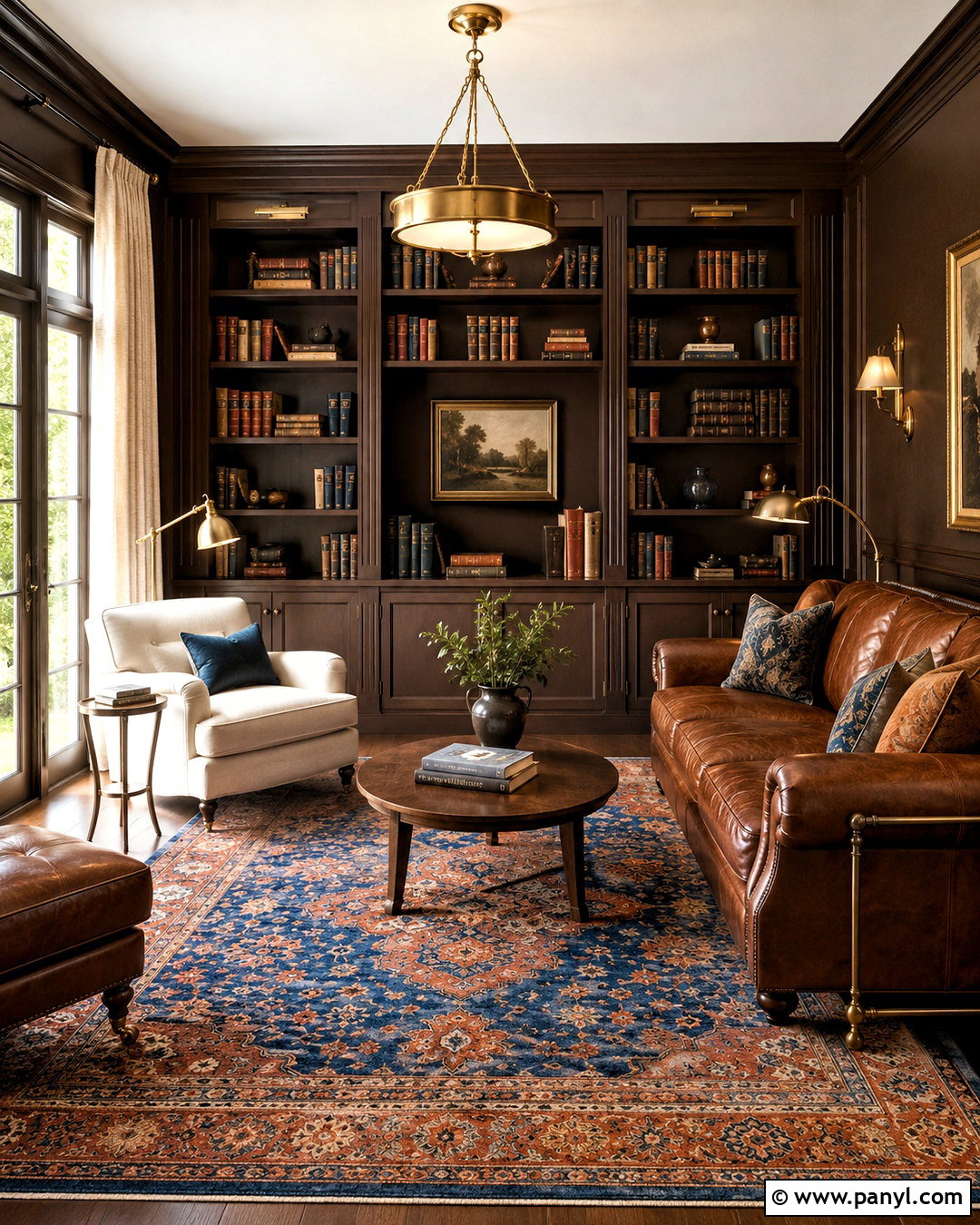 Espresso Brown Home Library - 20 dark room colors