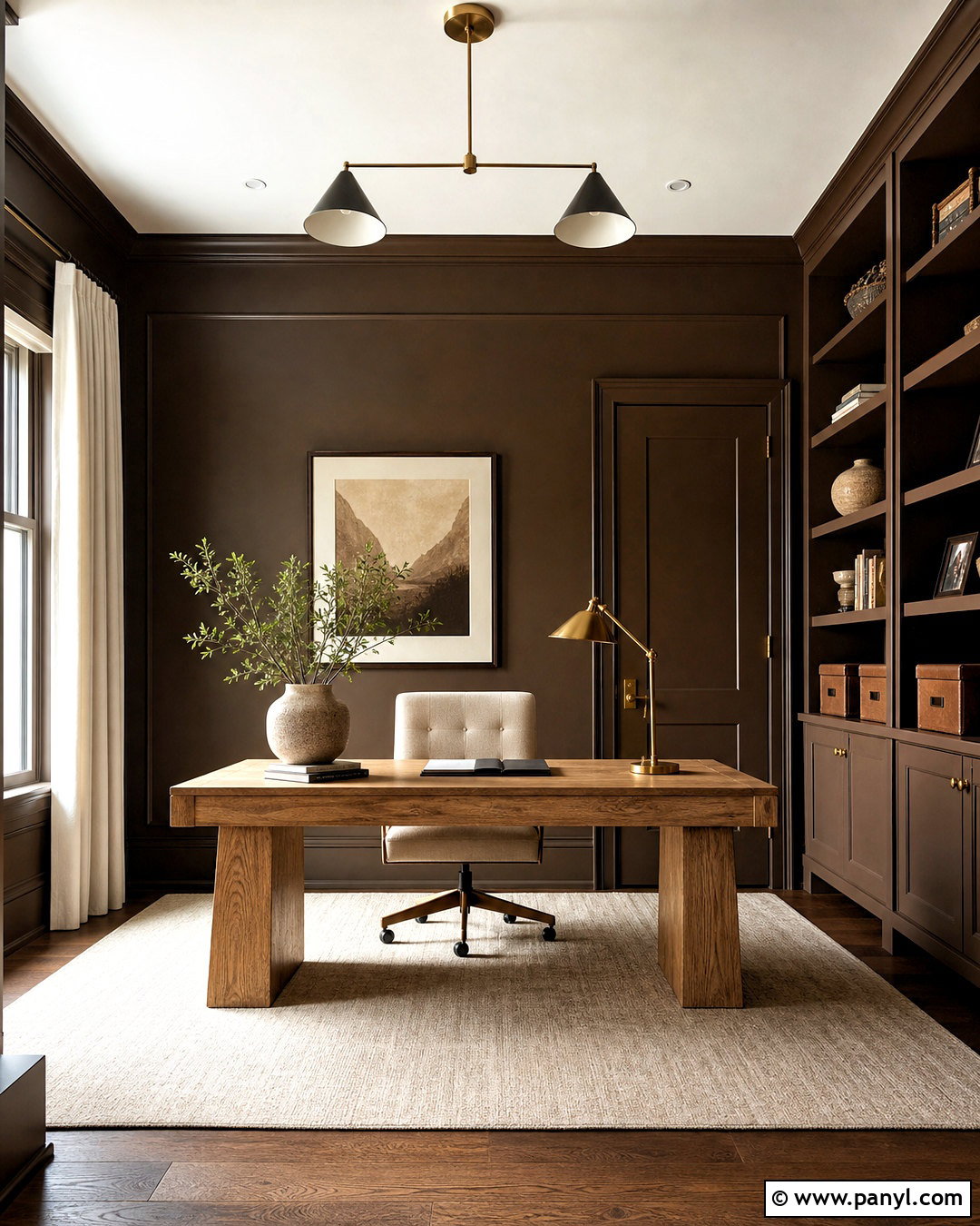 Espresso Brown Home Office Walls - 20 wall paint inspiration ideas