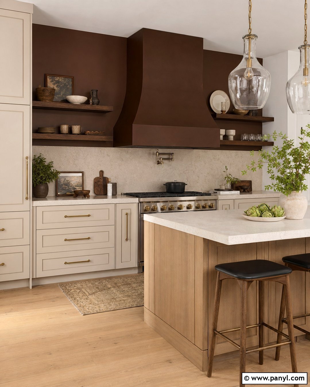 Espresso Brown Kitchen Accent Wall - 35 Brown Kitchen Walls