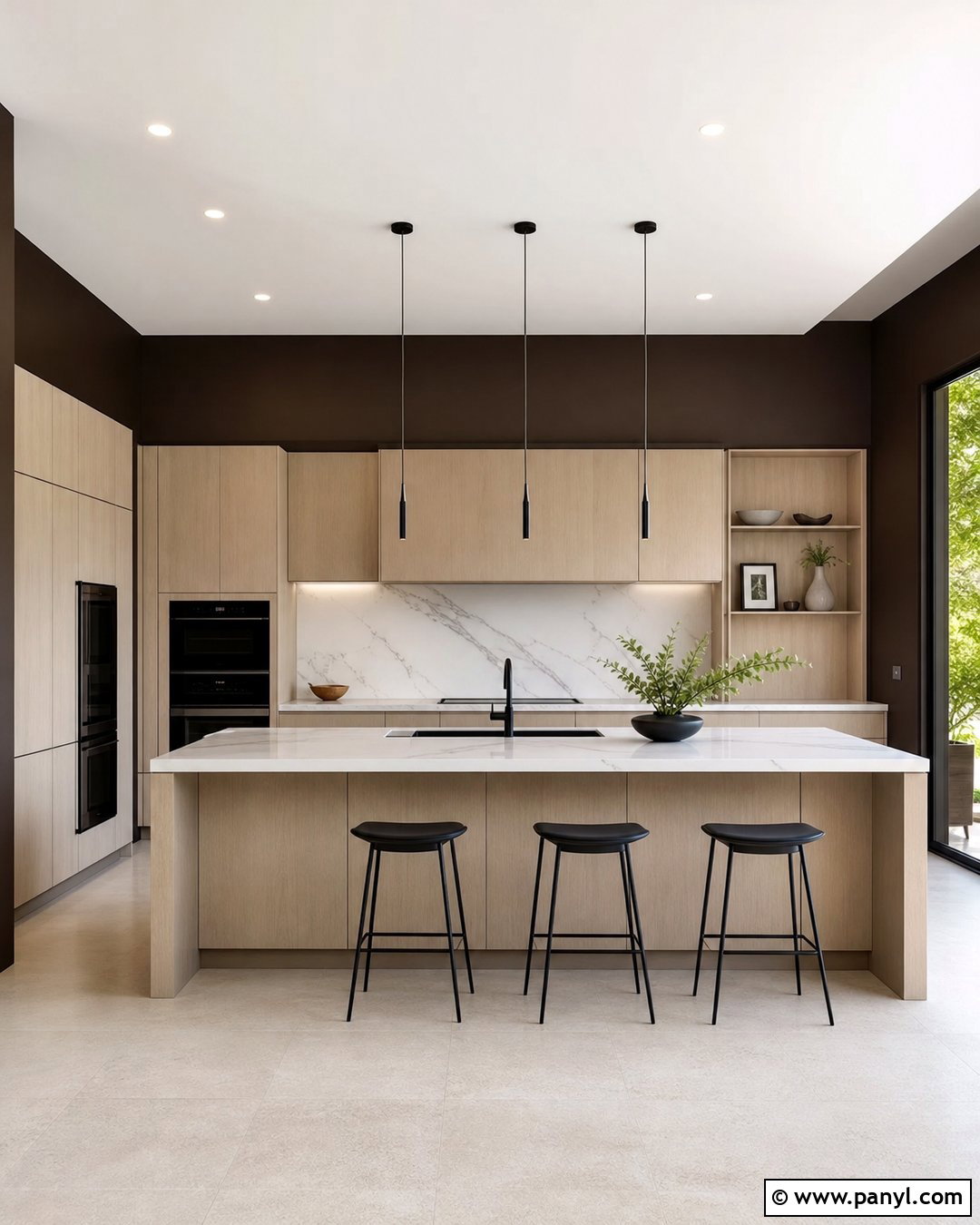 Espresso Brown Kitchen Walls With Light Wood Cabinets - 20 Modern Kitchen With Brown Walls