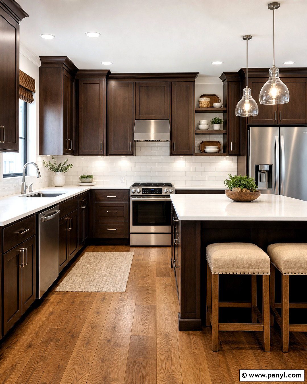 Espresso Brown Kitchen With White Countertops - 20 kitchen design brown ideas