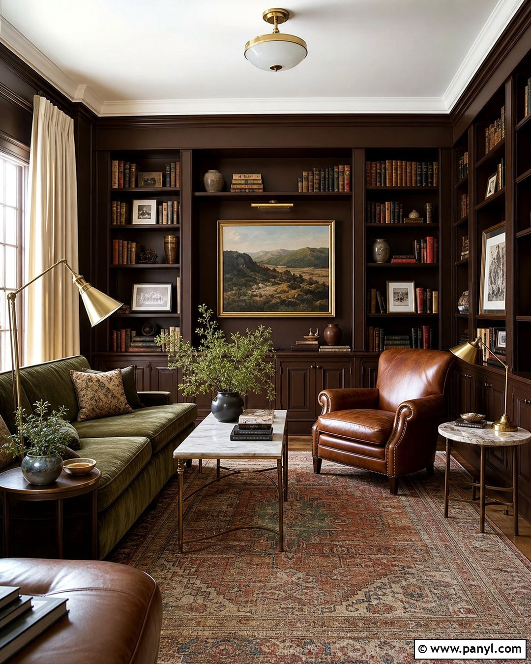 Espresso Brown Reading Room Walls - 30 brown painted walls