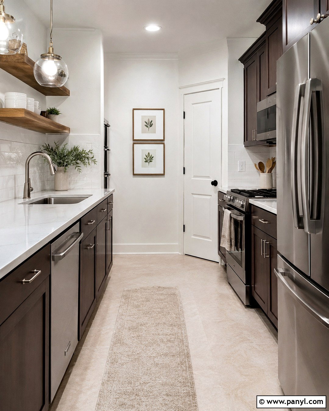 Espresso Cabinets In A Small Kitchen - 20 White Walls Brown Cabinets