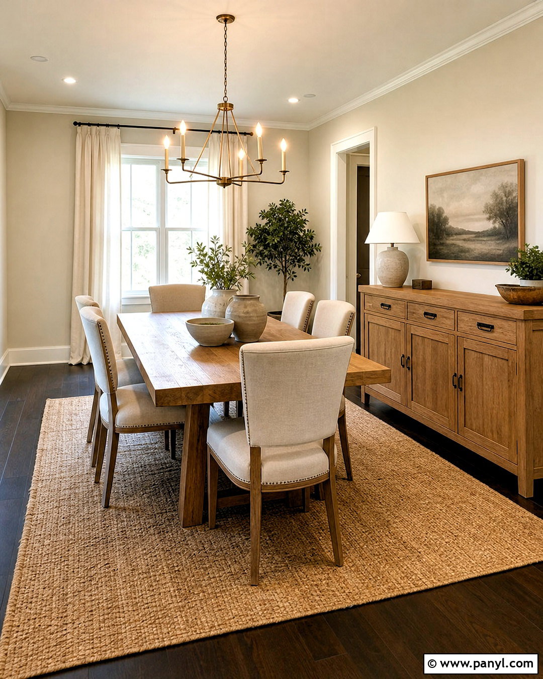 Espresso Floor Soft Beige Dining Room - 20 dark floors light walls