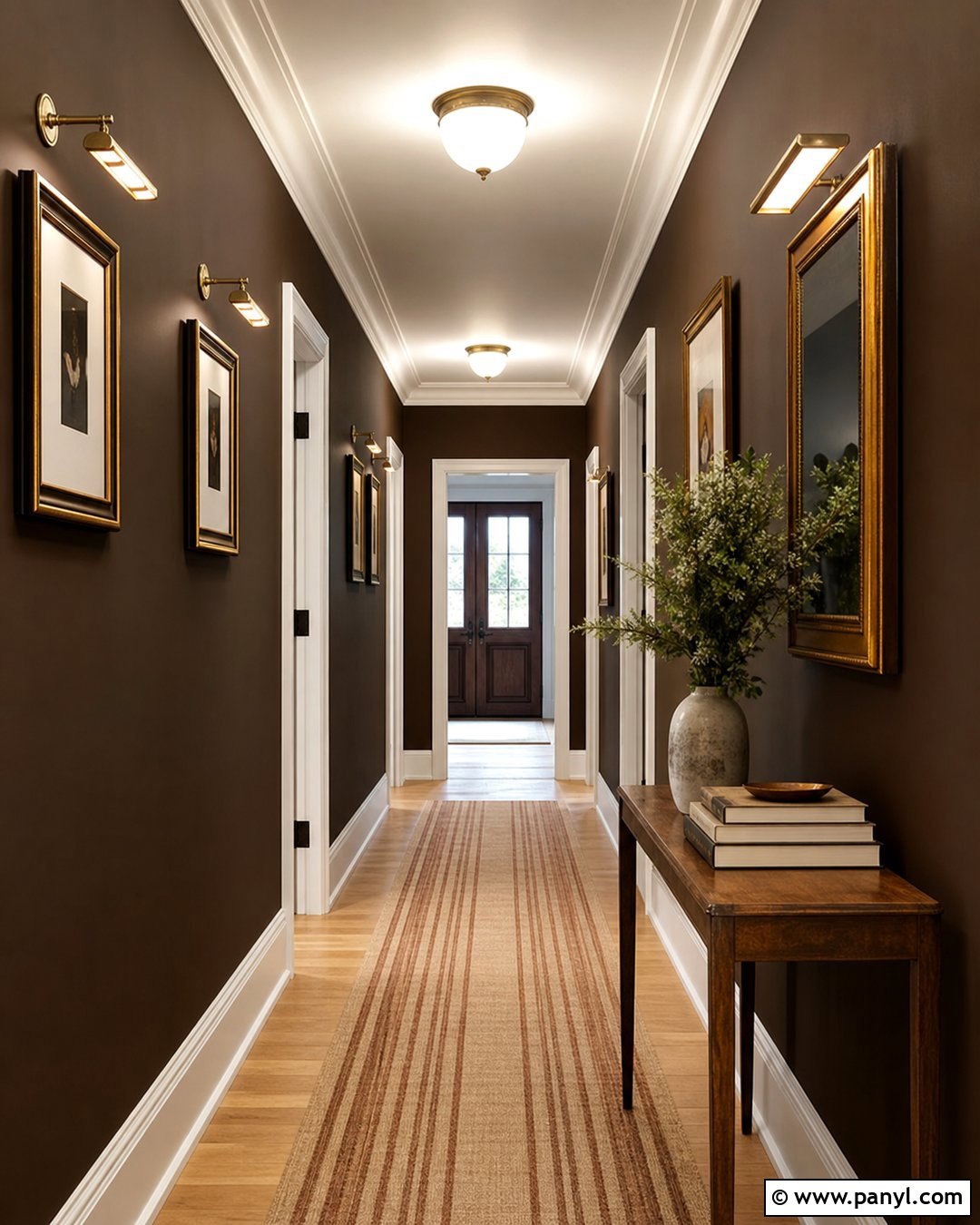Espresso Hallway Walls - 30 dark wall paint ideas