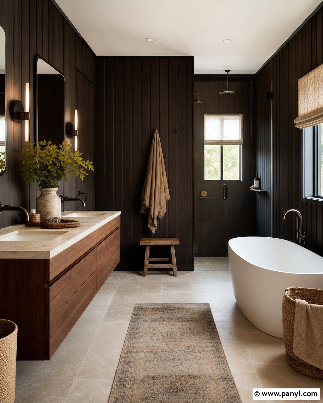 Espresso Wood Bathroom Walls - 30 Dark Bathroom Walls