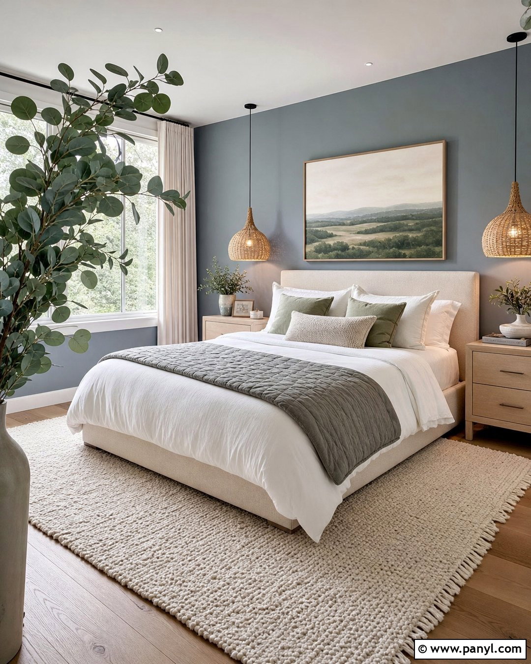 Eucalyptus Against Blue Gray Wall - 20 Green Plant Against Blue Wall Ideas