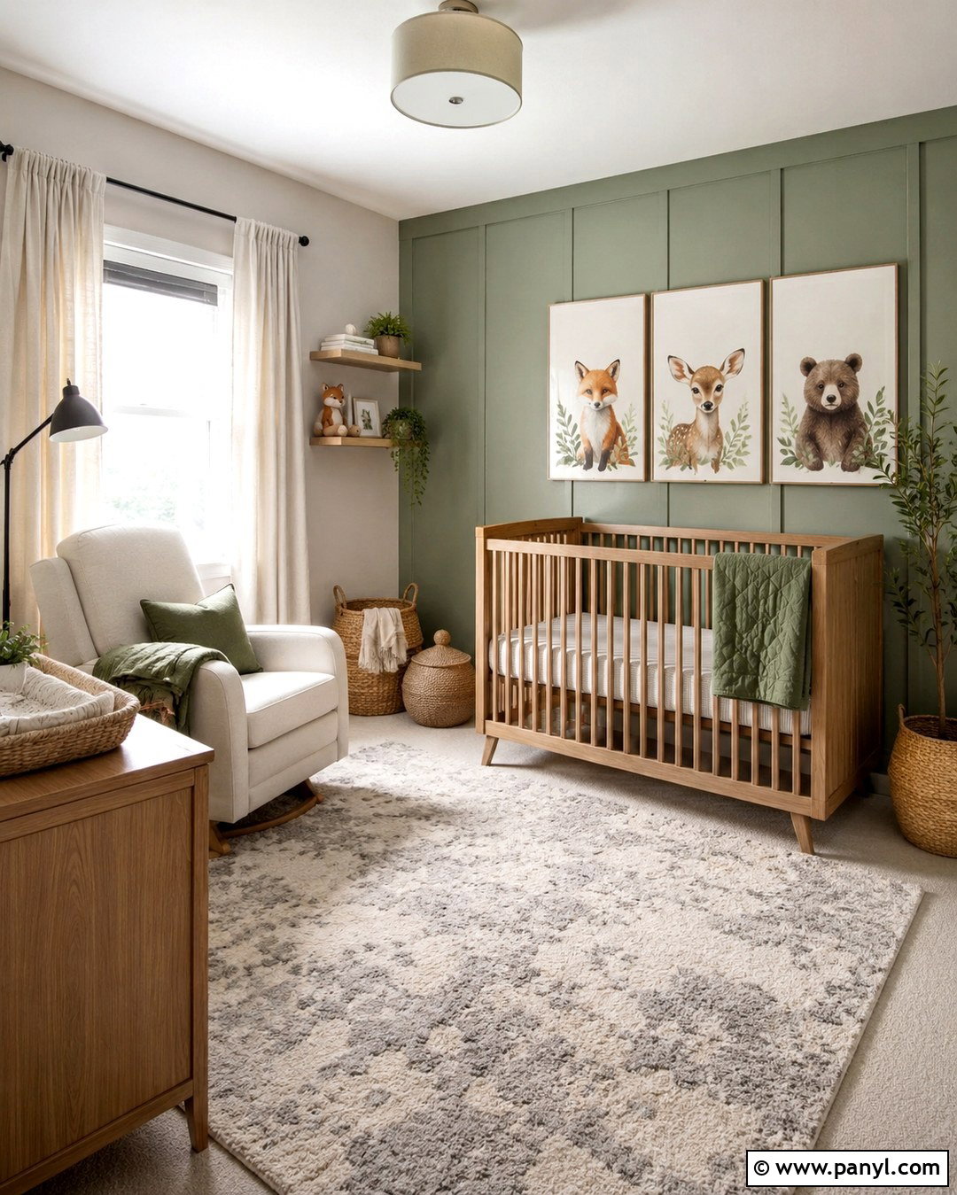 Eucalyptus Green Accent Wall Nursery - 20 Gray Walls With Green Accent Wall Ideas
