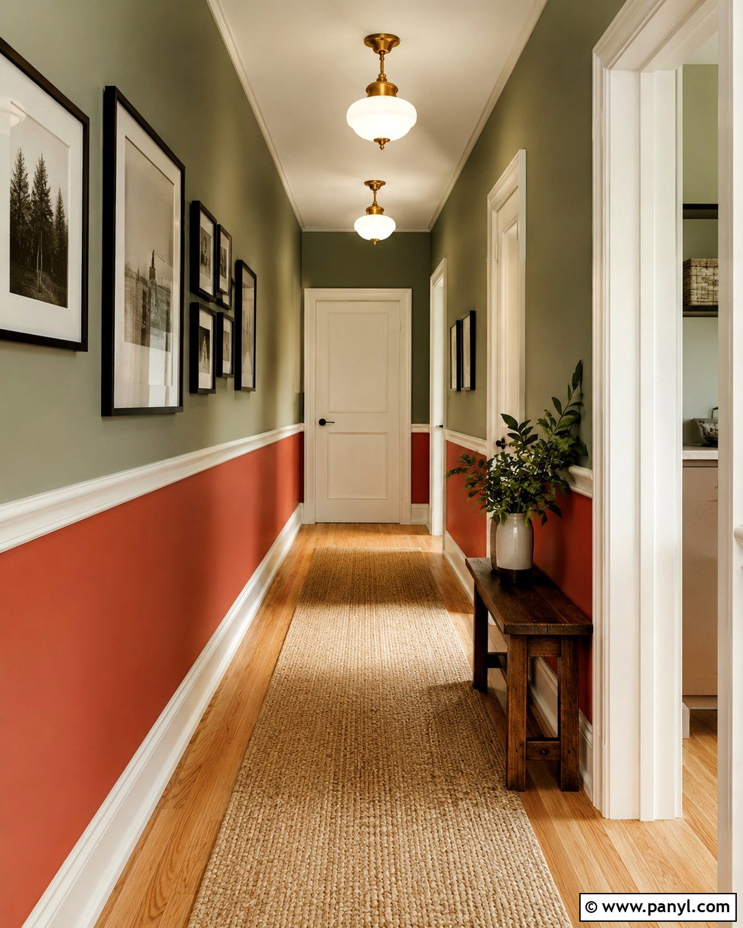 Eucalyptus Green And Clay Red Hallway - 20 Red And Green Walls