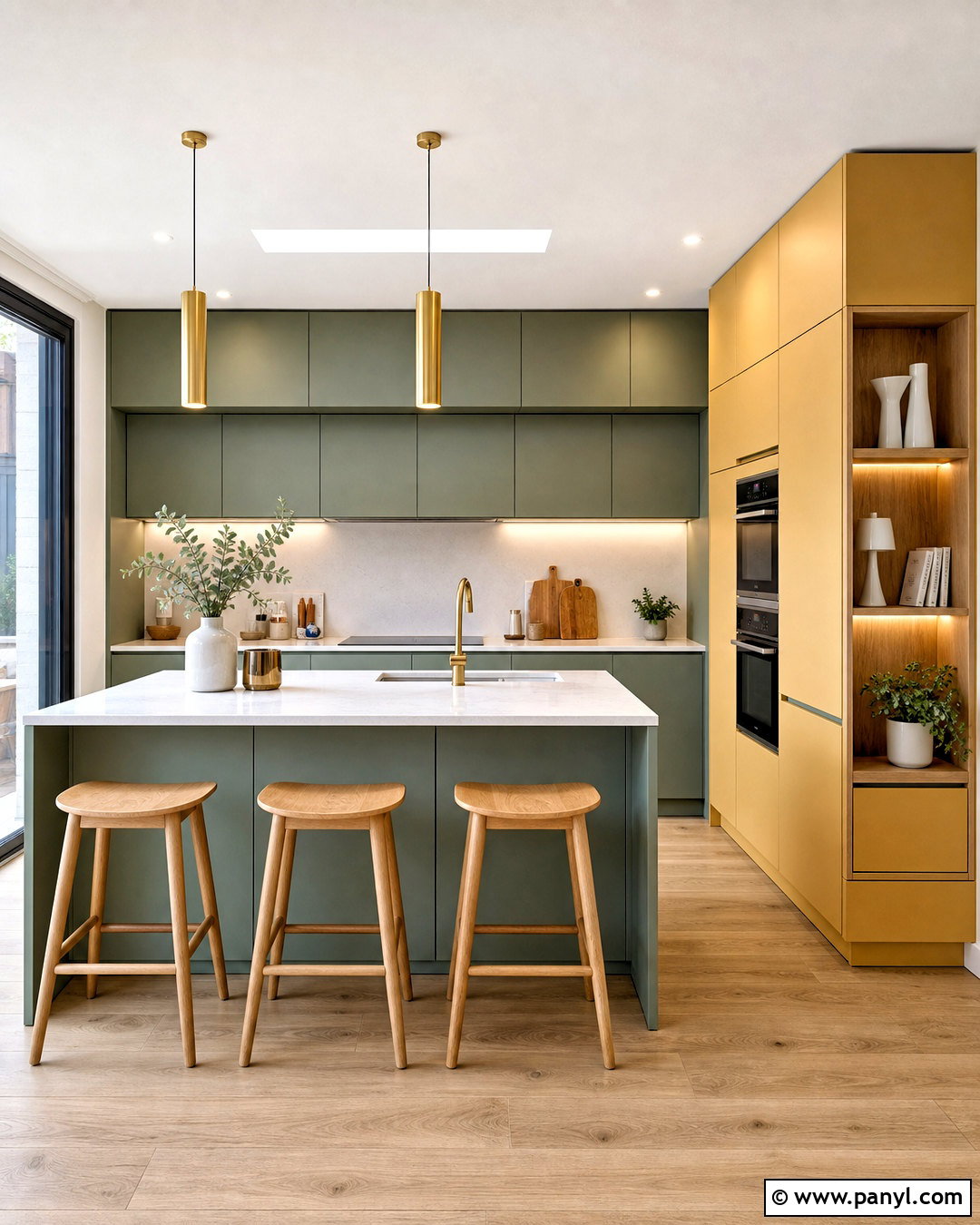 Eucalyptus Green And Muted Yellow Modern Kitchen - 20 green and yellow kitchen ideas