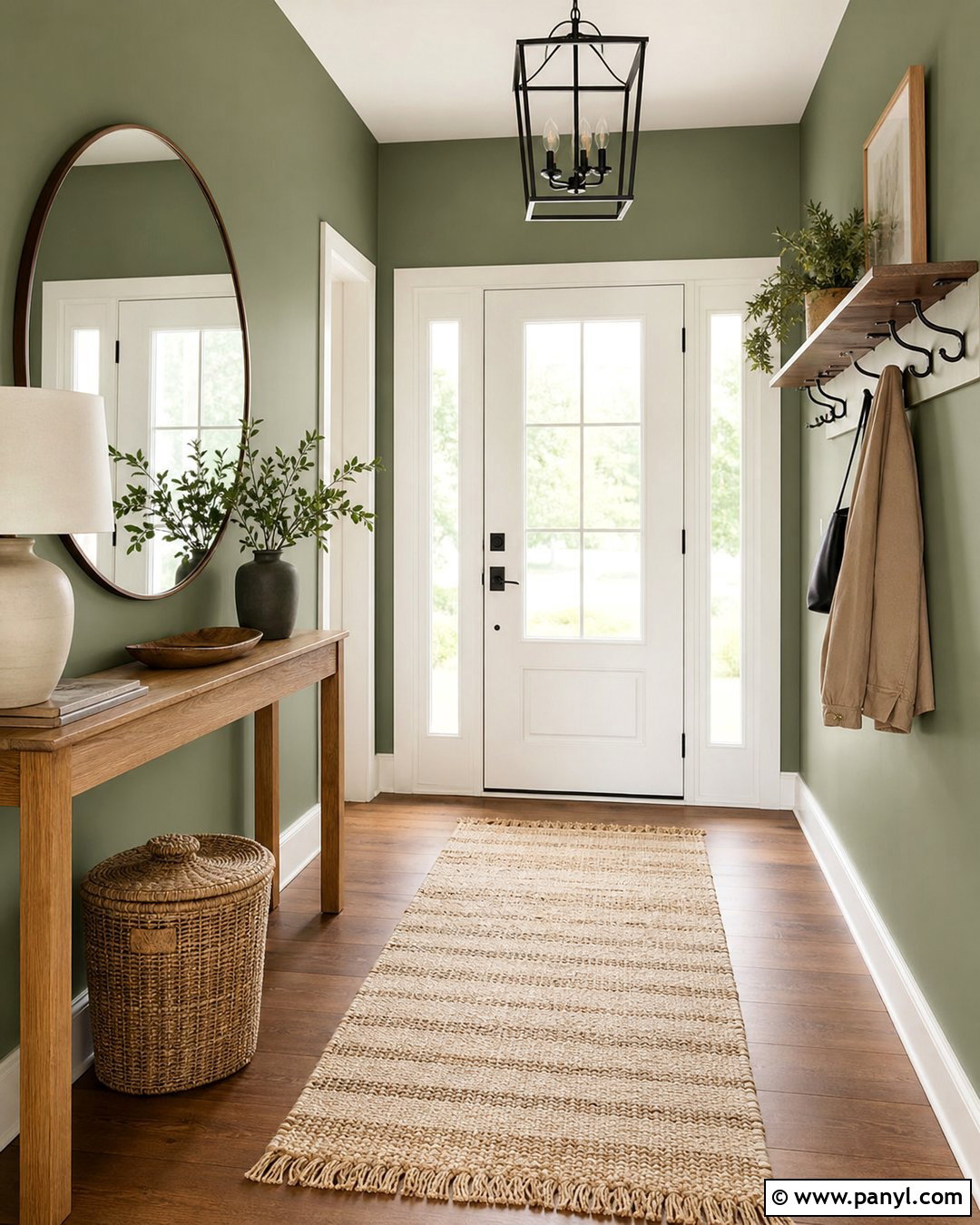 Eucalyptus Green Entryway Wall - 35 green wall interior ideas