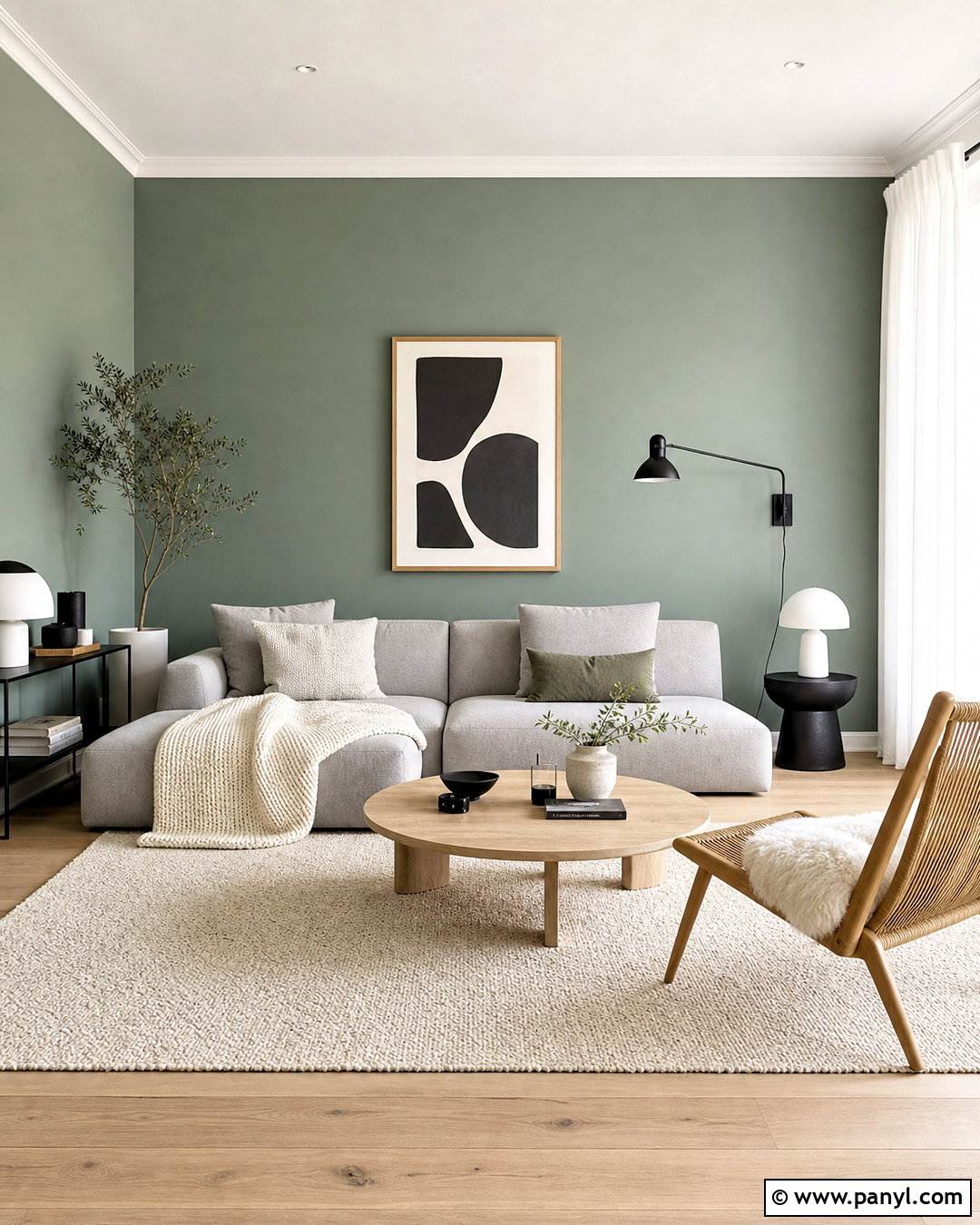 Eucalyptus Green Feature Wall - 20 green feature wall living room ideas