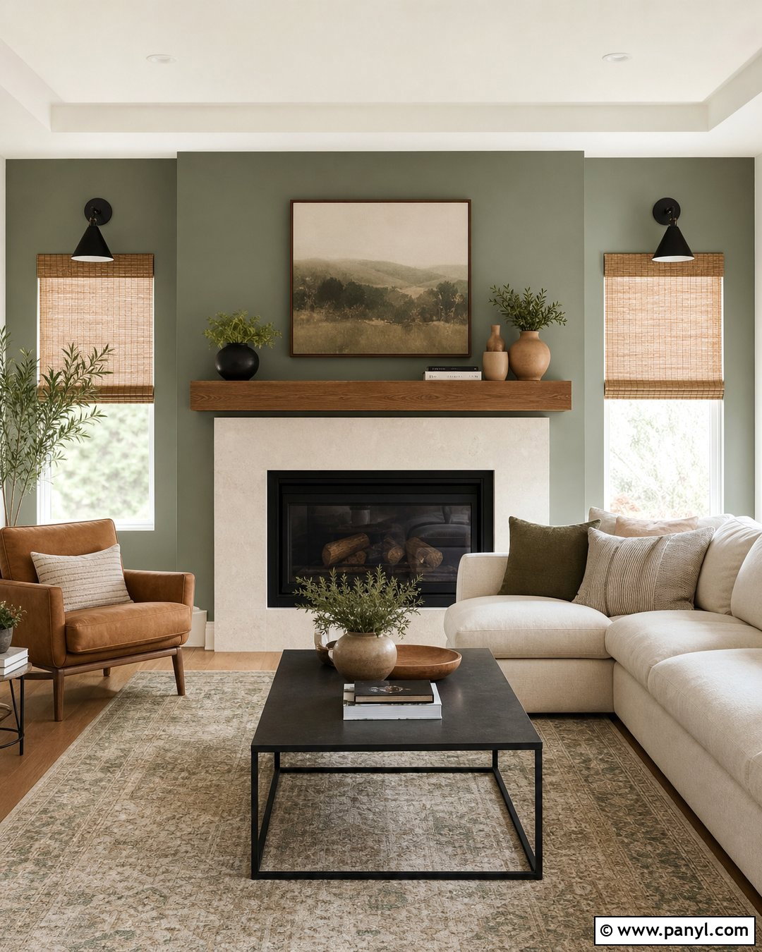 Eucalyptus Green Fireplace Accent Wall - 35 Fireplace Accent Wall Color Ideas