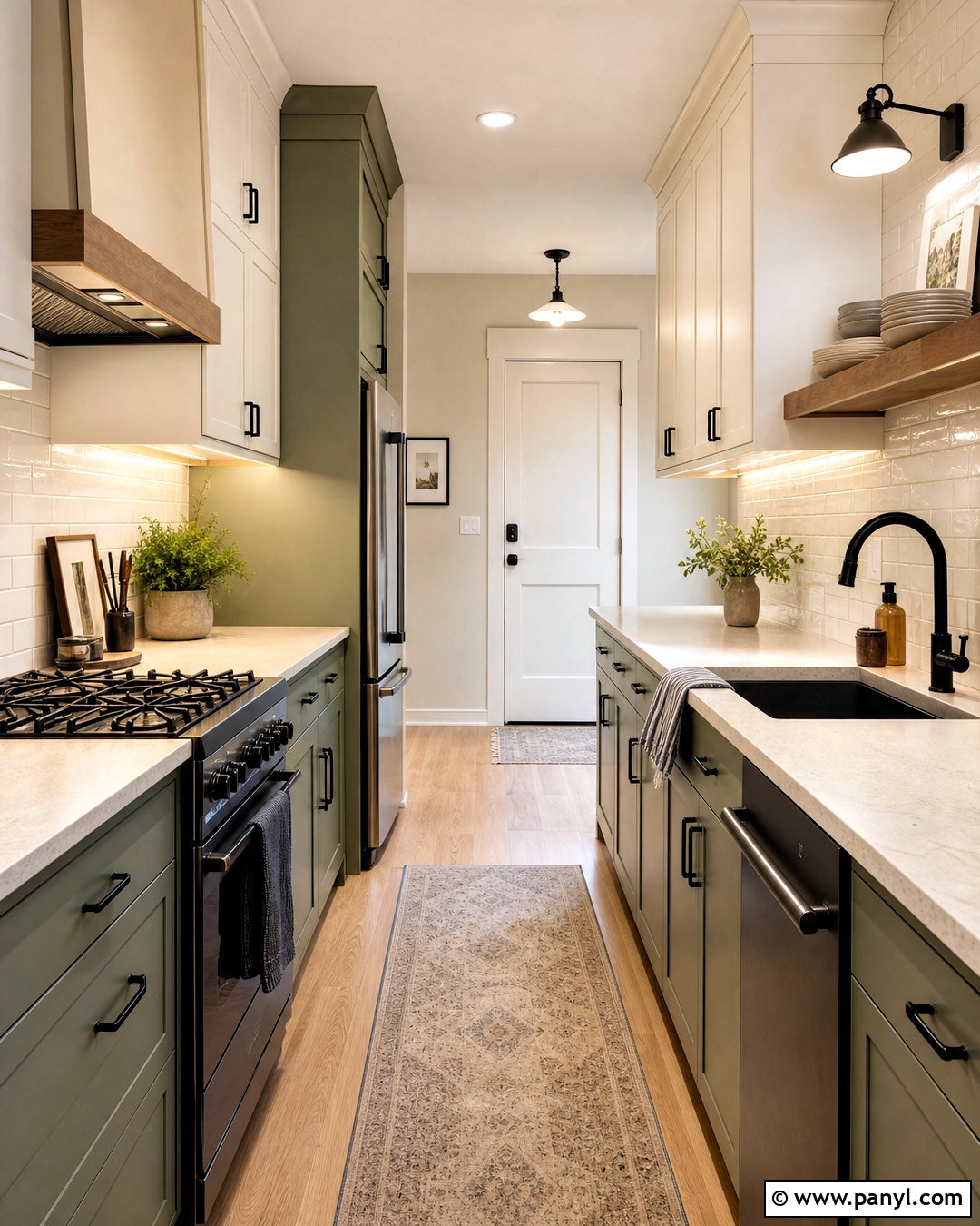 Eucalyptus Green Galley Kitchen - 20 earthy green kitchen ideas