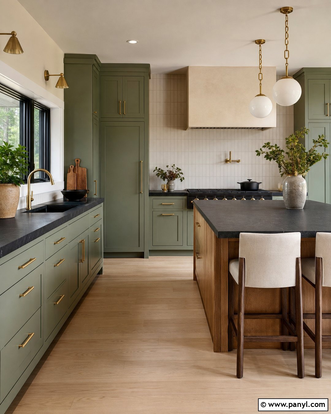 Eucalyptus Green Kitchen Cabinets With Dark Countertops - 20 Kitchen Cabinet Paint Colors With Dark Countertops
