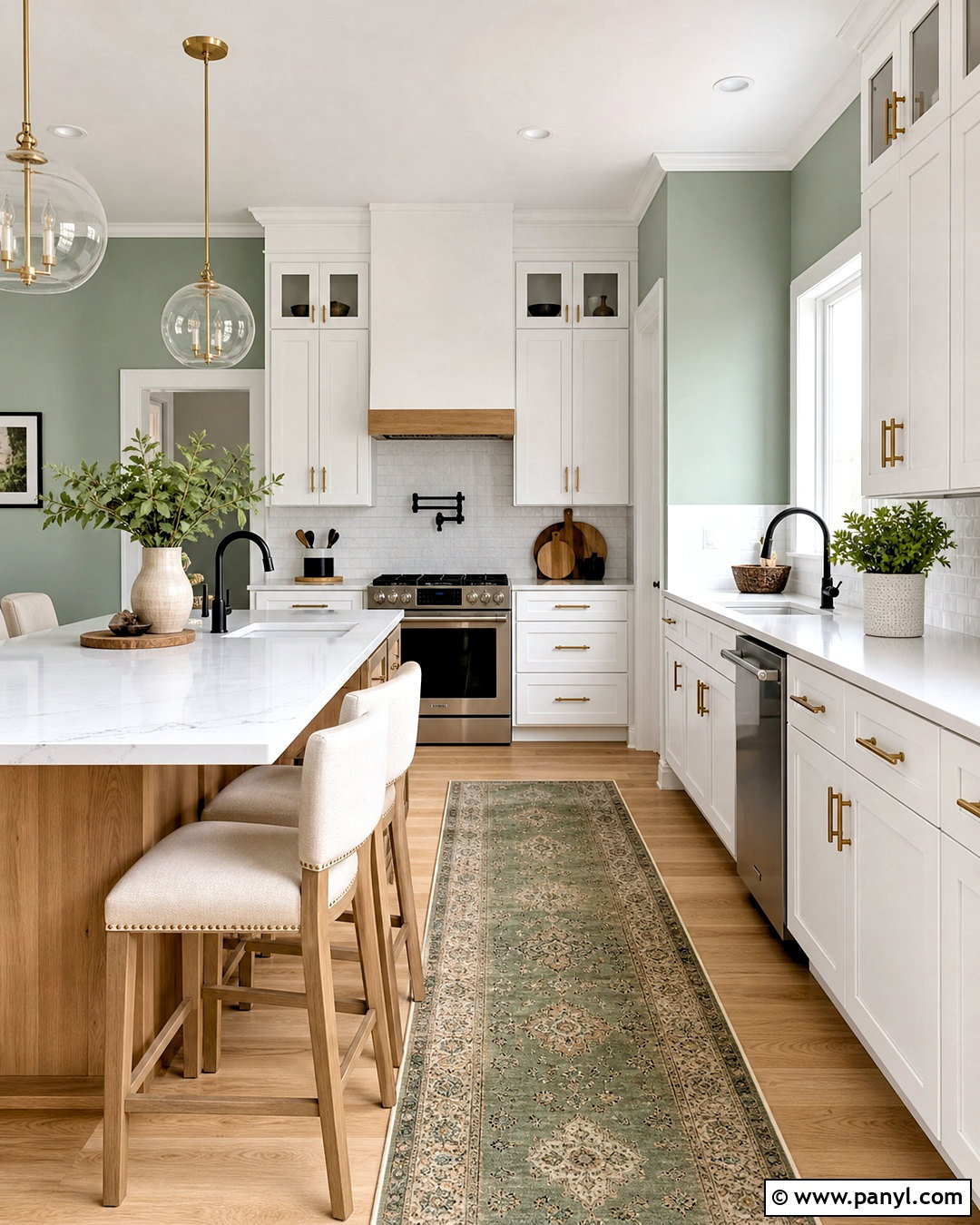 Eucalyptus Green Kitchen Paint - 20 kitchen paint colors with white cabinets