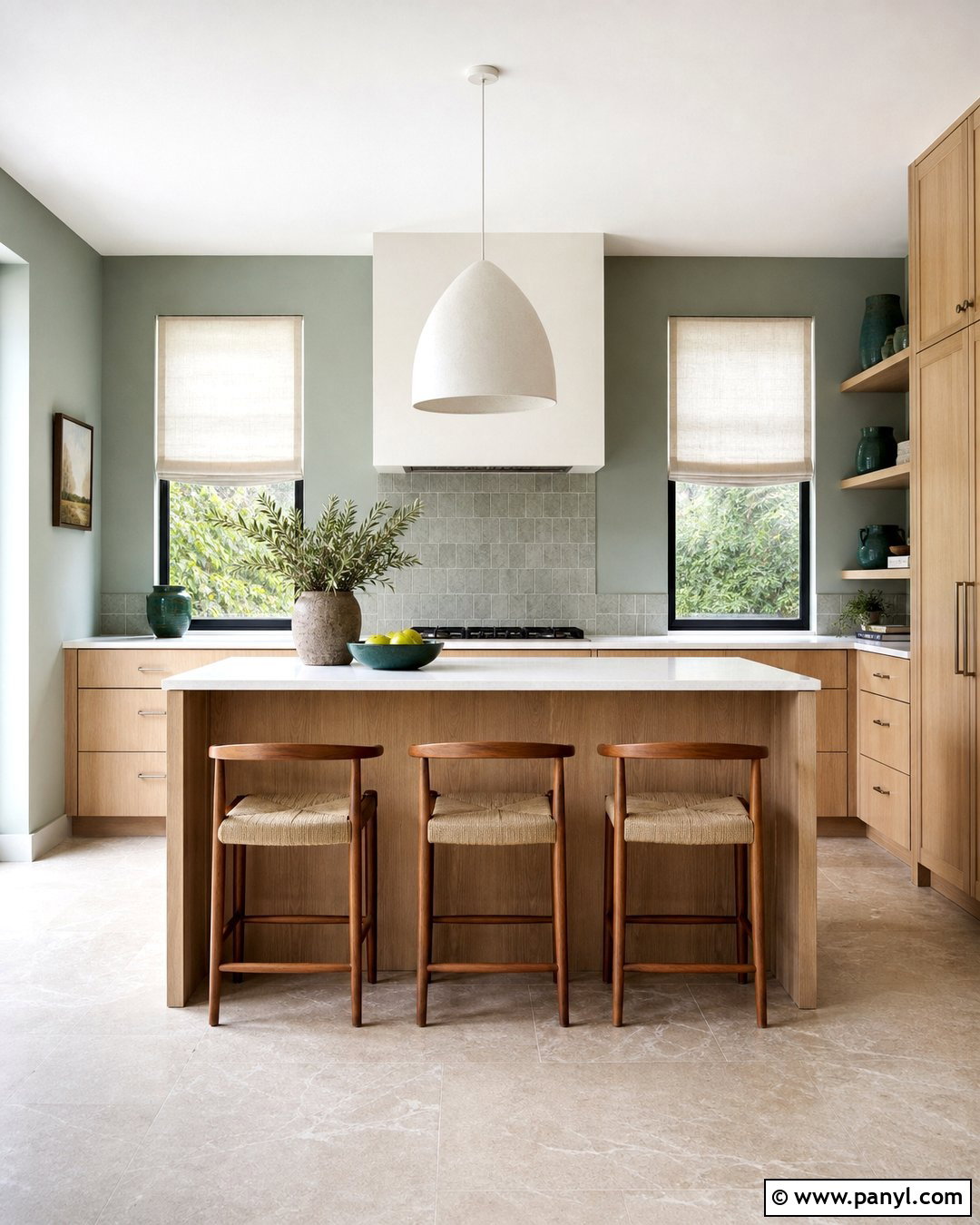 Eucalyptus Green Kitchen Walls - 35 kitchen wall colours
