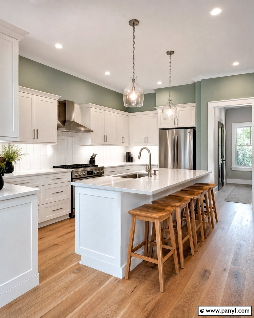 Eucalyptus Green Kitchen Walls - 35 white kitchen cabinets wall color ideas