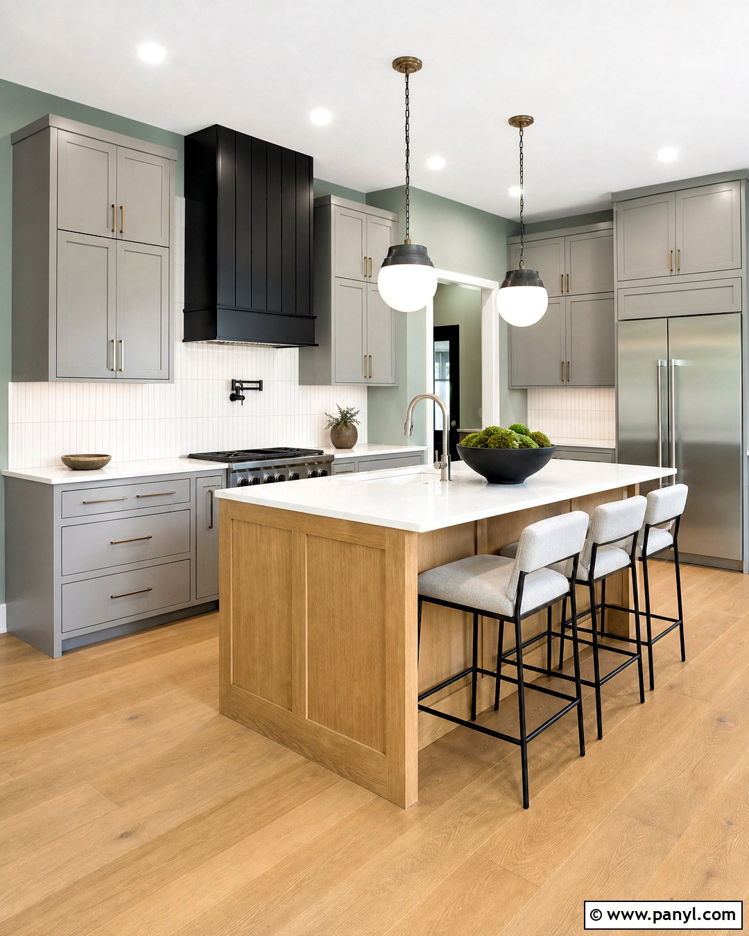 Eucalyptus Green Kitchen Walls With Gray Cabinets - 20 green paint kitchen walls