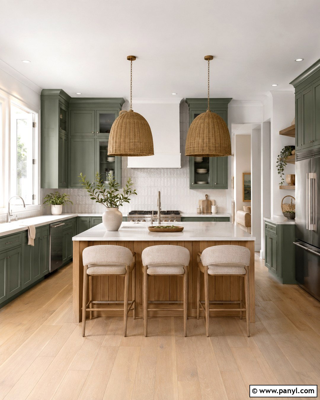 Eucalyptus Green Kitchen Walls With White Cabinets - 20 Green Walls With White Cabinets