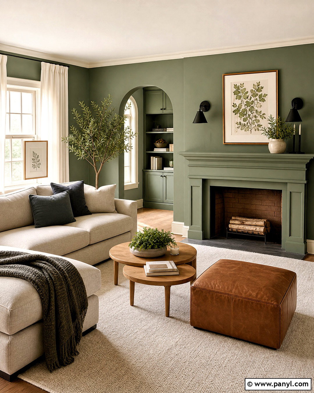 Eucalyptus Green Living Room - 20 calming paint colors for living room ideas
