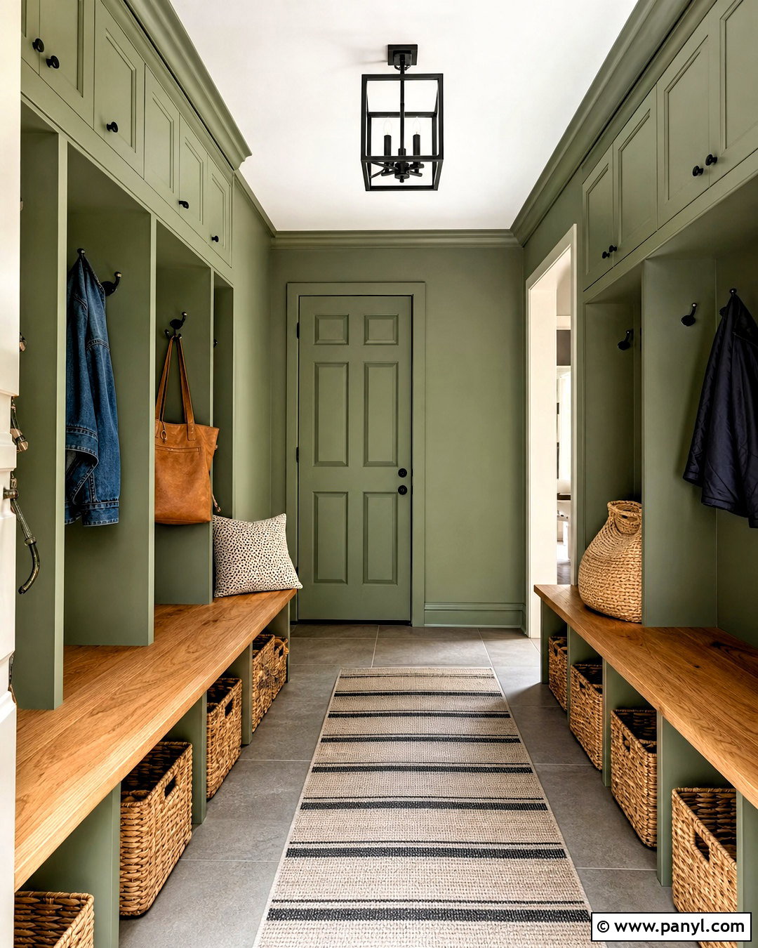Eucalyptus Green Mudroom - 20 soft green paint color ideas