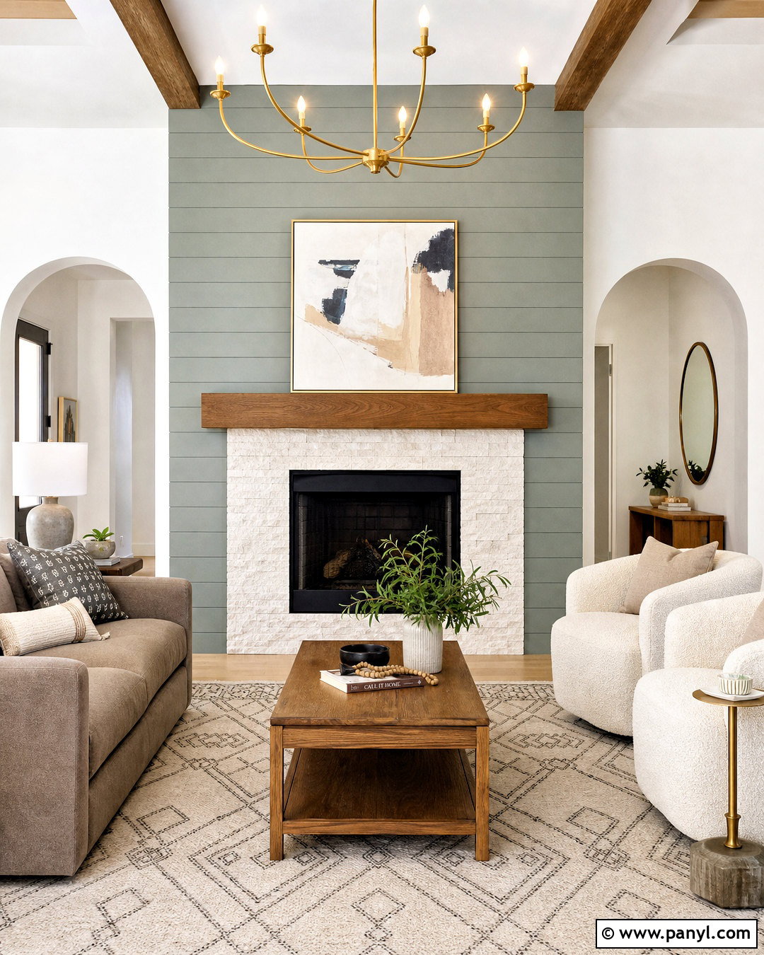 Eucalyptus Green Shiplap Transitional Fireplace - 20 green shiplap fireplace ideas