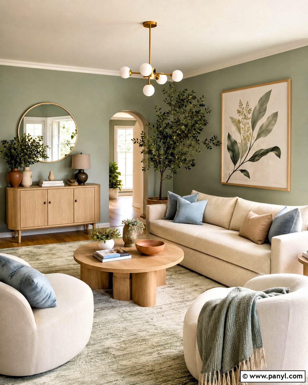 Eucalyptus Green Sitting Room - 35 Sitting Room Paint Color Ideas