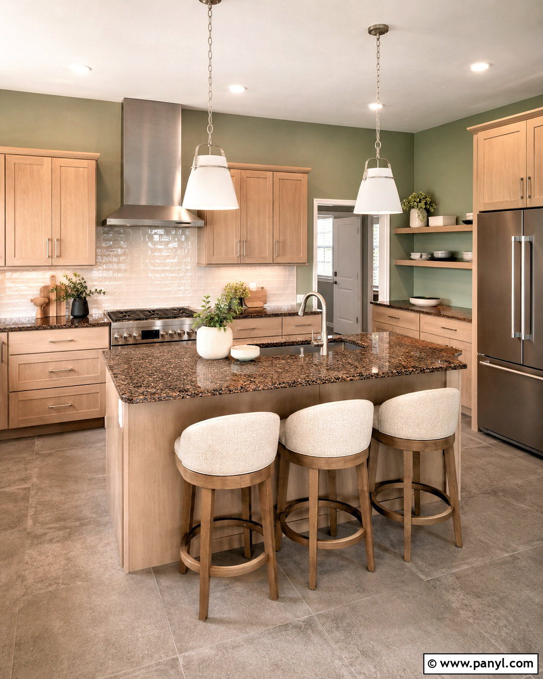 Eucalyptus Green Walls With Brown Granite - 20 What Color Walls Go With Brown Granite Ideas