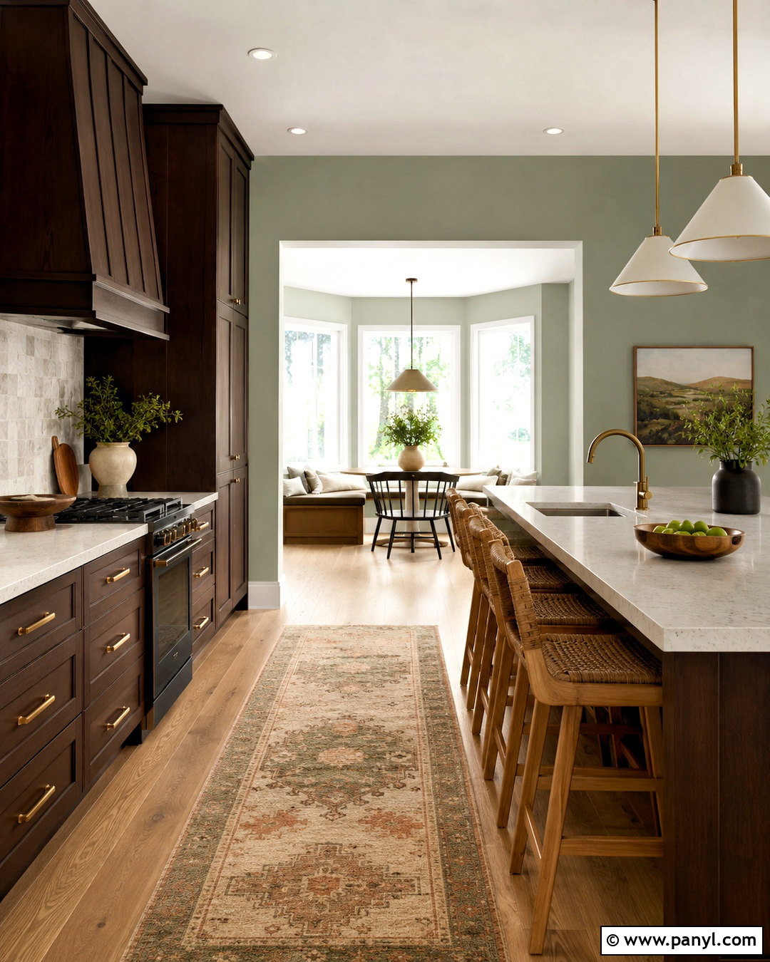 Eucalyptus Green Walls With Dark Wood - 20 Wall Colors That Go Well With Dark Wood Ideas