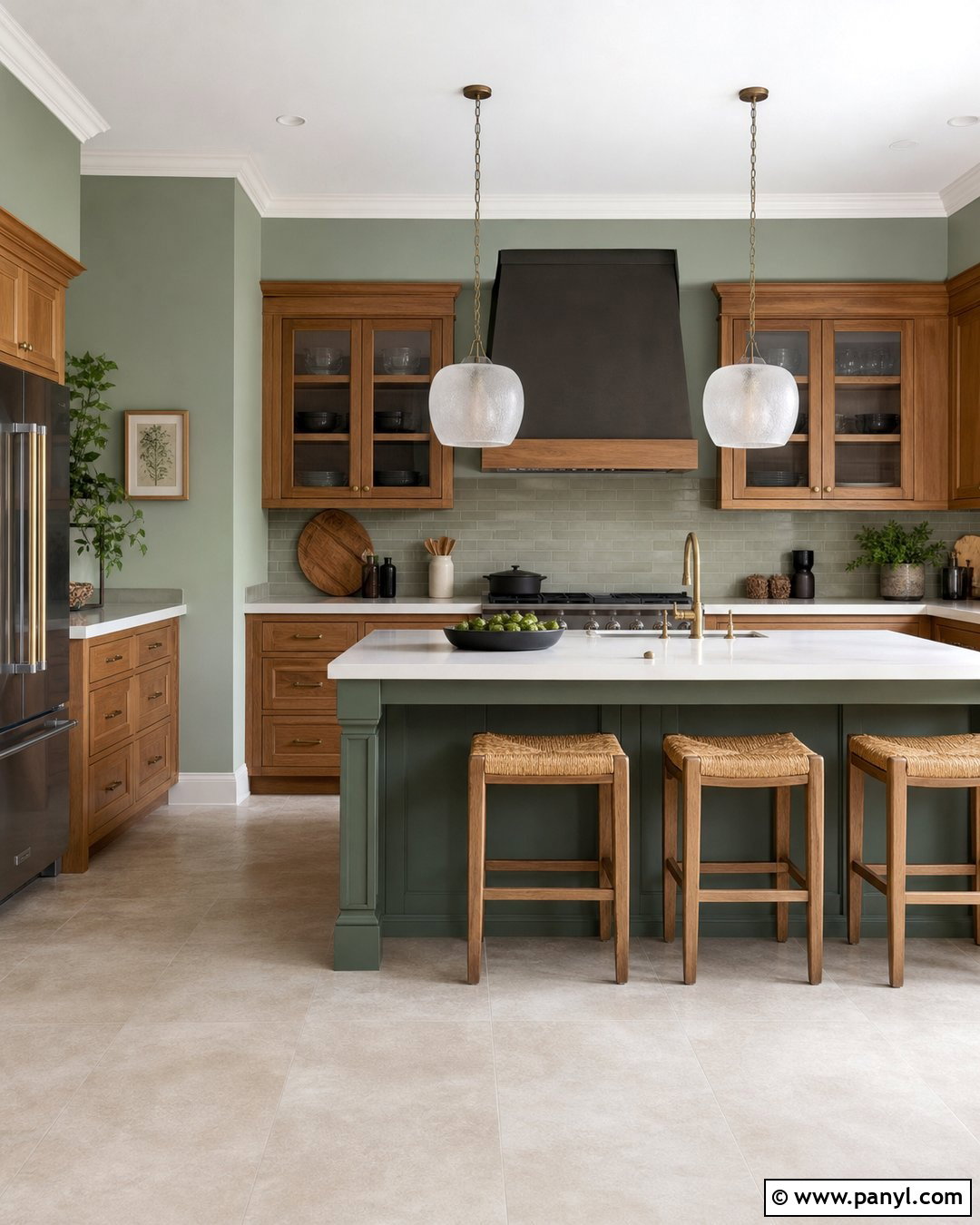 Eucalyptus Green Walls With Honey Oak Cabinets - 35 honey oak kitchen cabinets wall color ideas