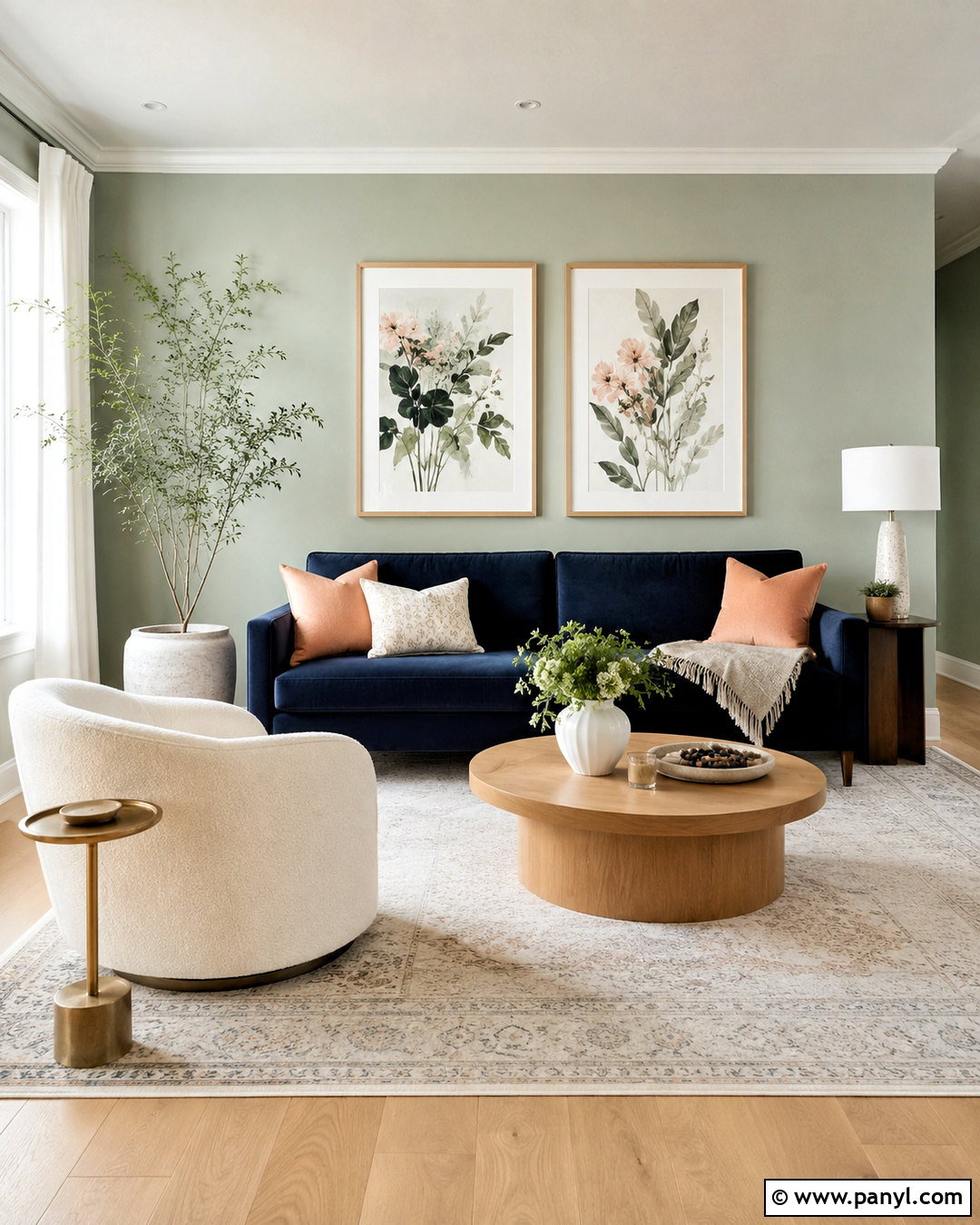 Eucalyptus Green Walls With Navy Blue Sofa - 20 Wall Color For Navy Blue Sofa Ideas