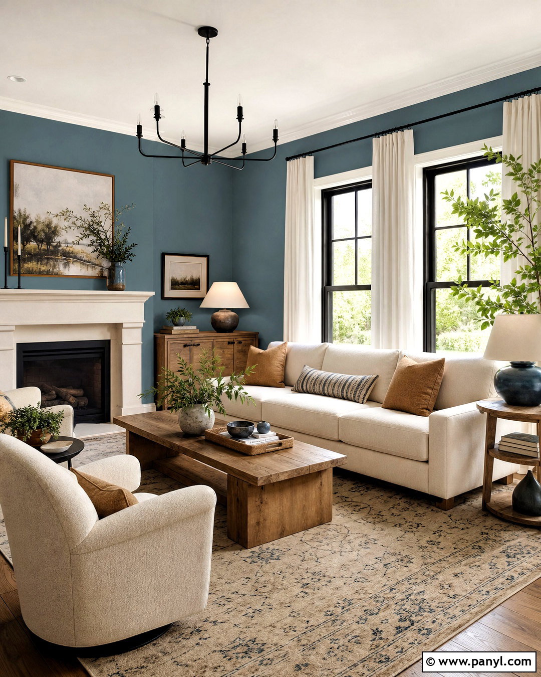 Eventide Living Room With Warm Wood - 20 sherwin williams eventide ideas