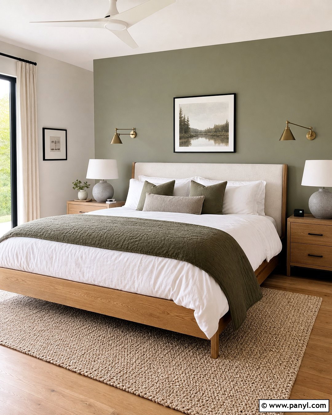 Evergreen Fog Accent Wall Bedroom - 20 Sherwin William Accent Wall Ideas