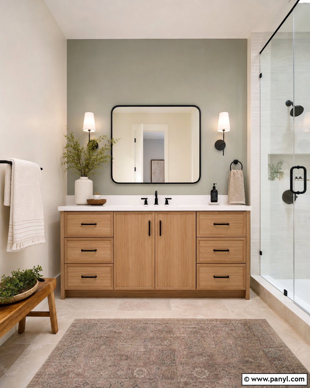 Evergreen Fog Bathroom Accent Wall - 30 Evergreen Fog Sherwin Williams Bathroom Ideas