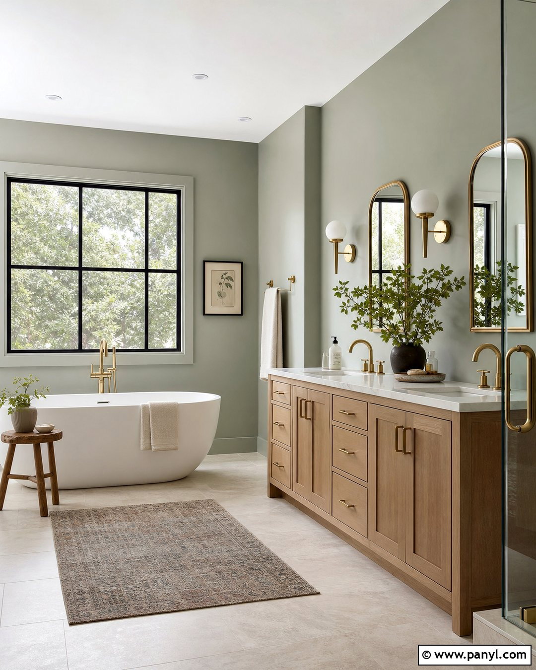 Evergreen Fog Bathroom With Freestanding Tub - 30 Evergreen Fog Sherwin Williams Bathroom Ideas