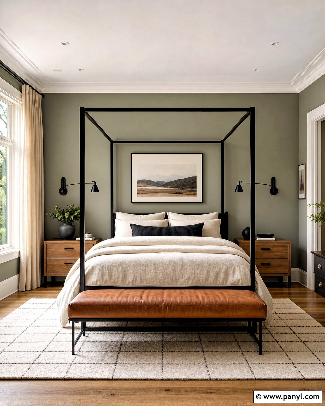 Evergreen Fog Bedroom With Black Accents - 20 evergreen fog sherwin williams bedroom ideas
