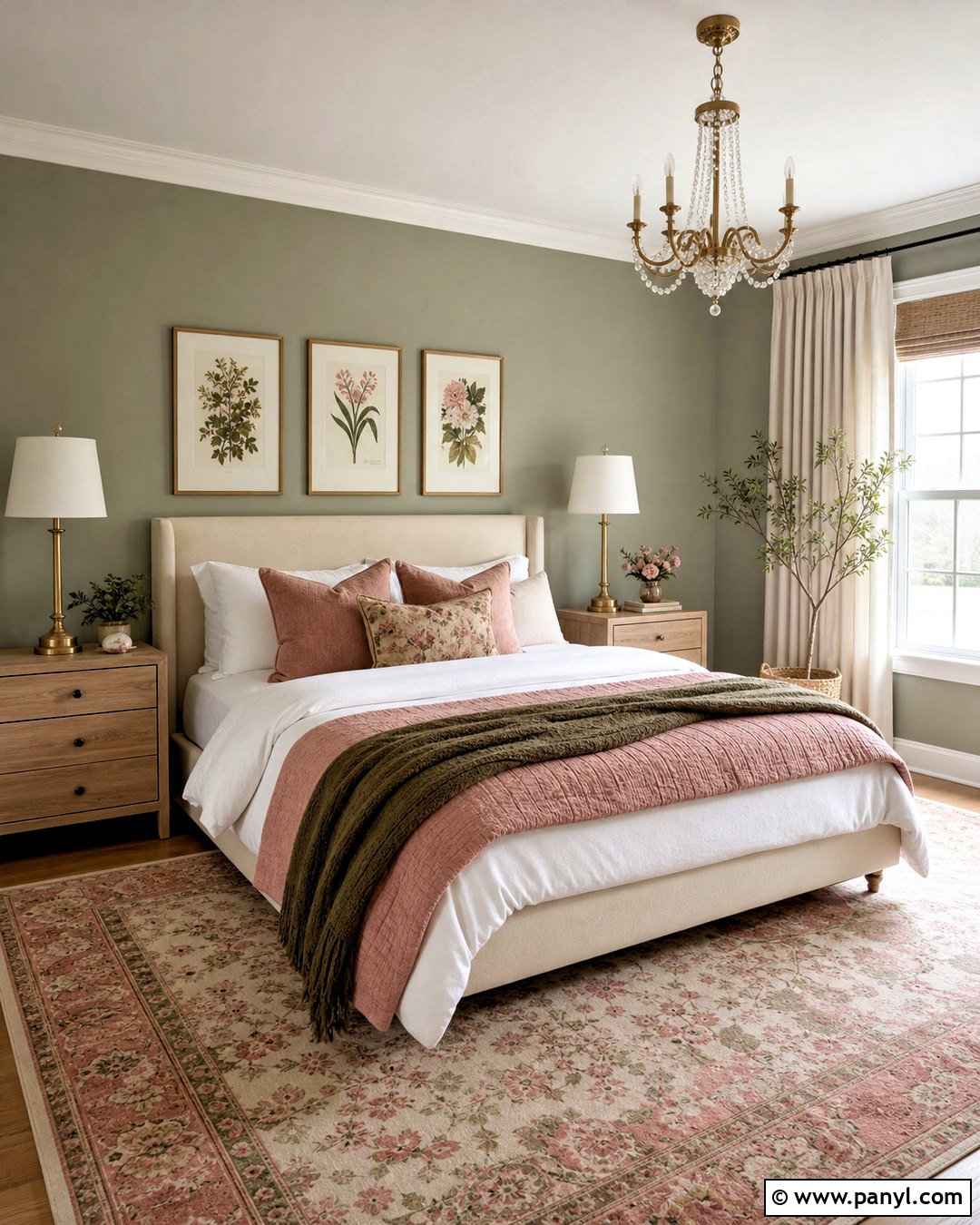 Evergreen Fog Bedroom With Blush Pink Decor - 20 evergreen fog sherwin williams bedroom ideas