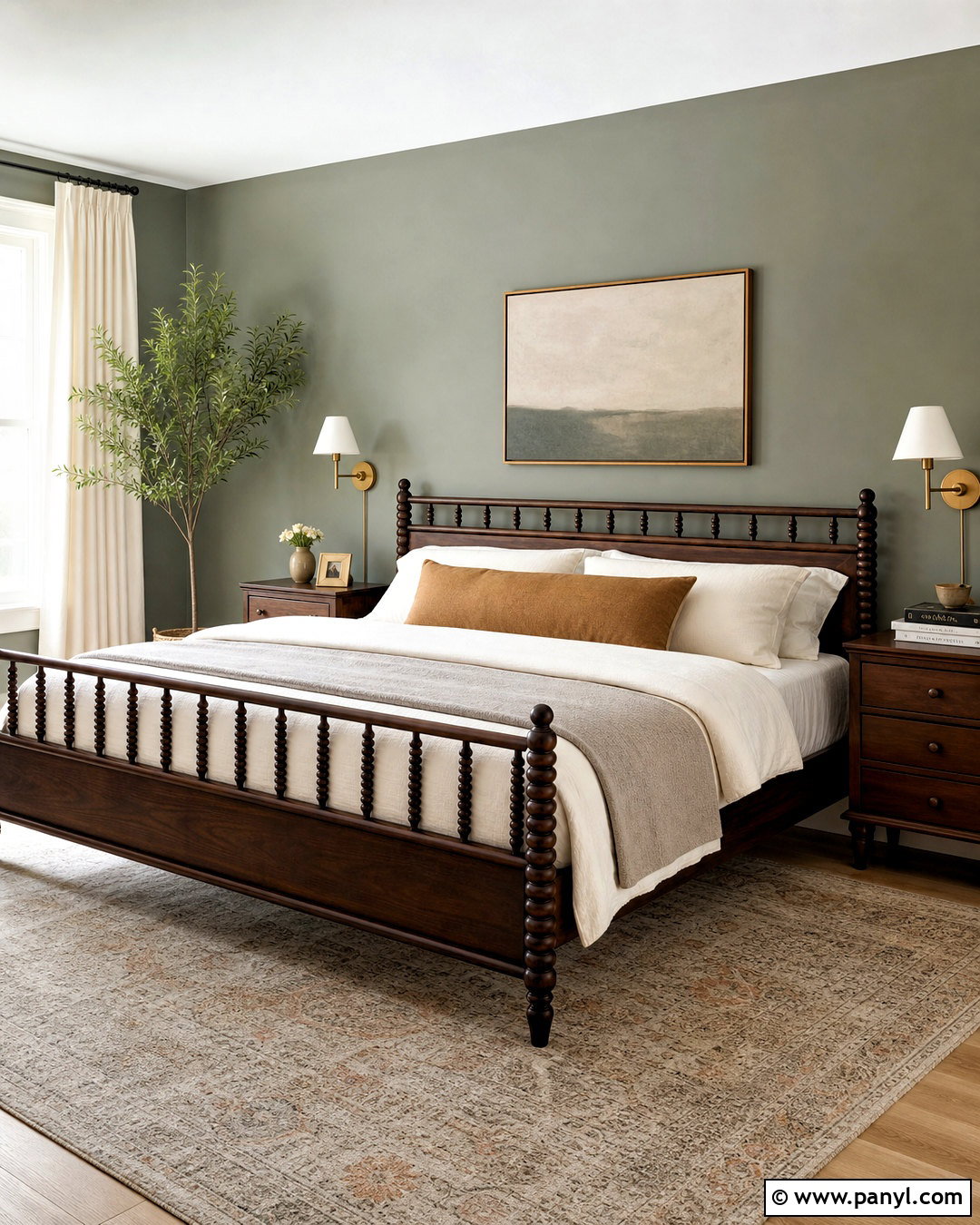 Evergreen Fog Bedroom With Walnut Furniture - 20 evergreen fog sherwin williams bedroom ideas