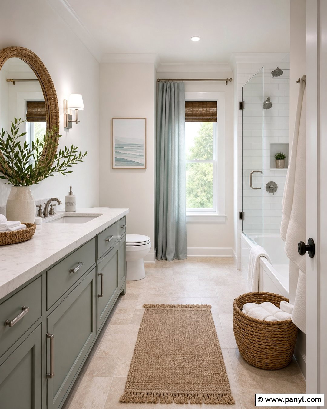 Evergreen Fog Coastal Bathroom - 30 Evergreen Fog Sherwin Williams Bathroom Ideas