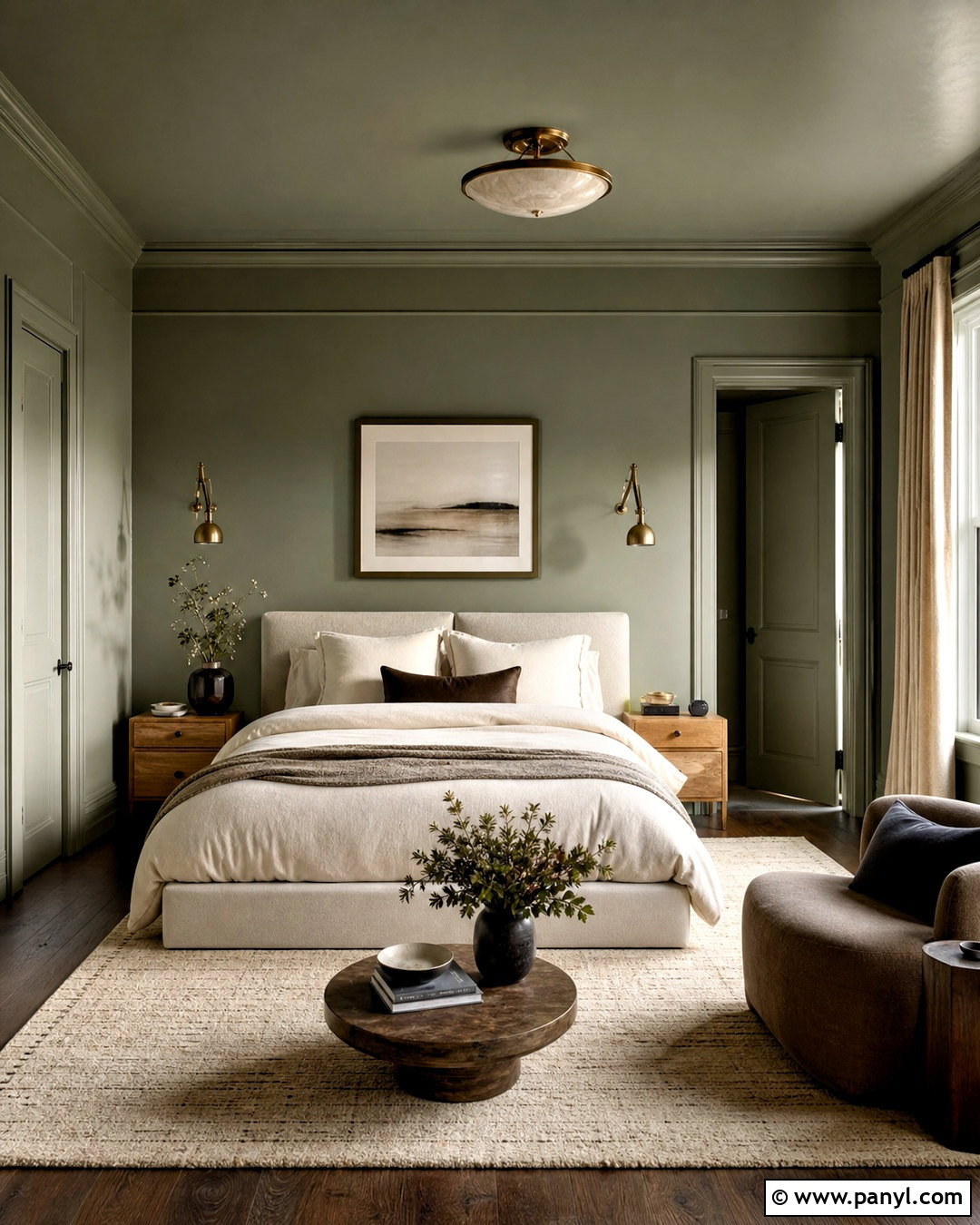Evergreen Fog Color Drenched Bedroom - 20 evergreen fog sherwin williams bedroom ideas