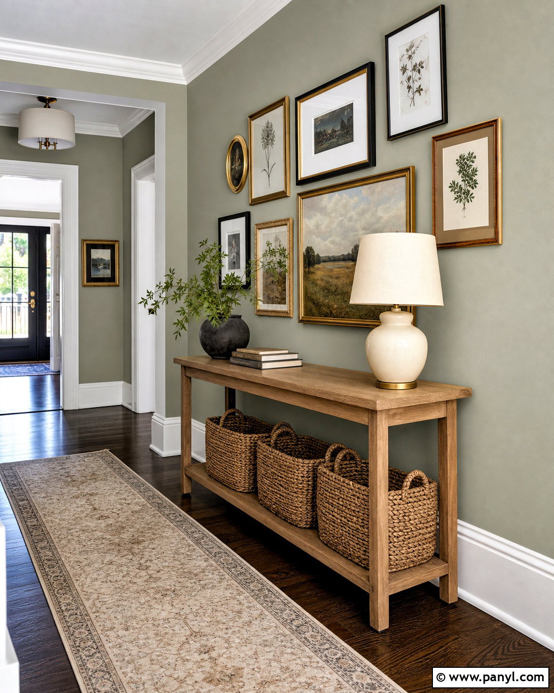 Evergreen Fog Entryway Gallery Wall - 20 evergreen fog accent wall ideas